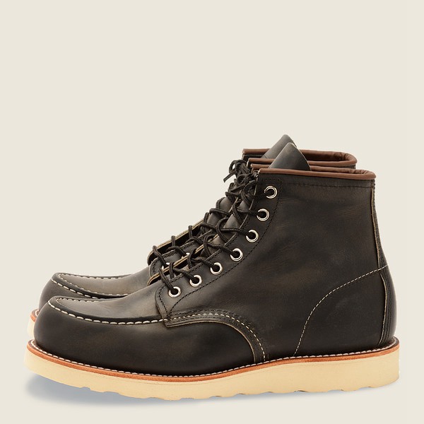 Red Wing Heritage Boots Dark Grey - Mens Classic Moc - 6-inch Rough & Tough Leather - 6238-SZJUG